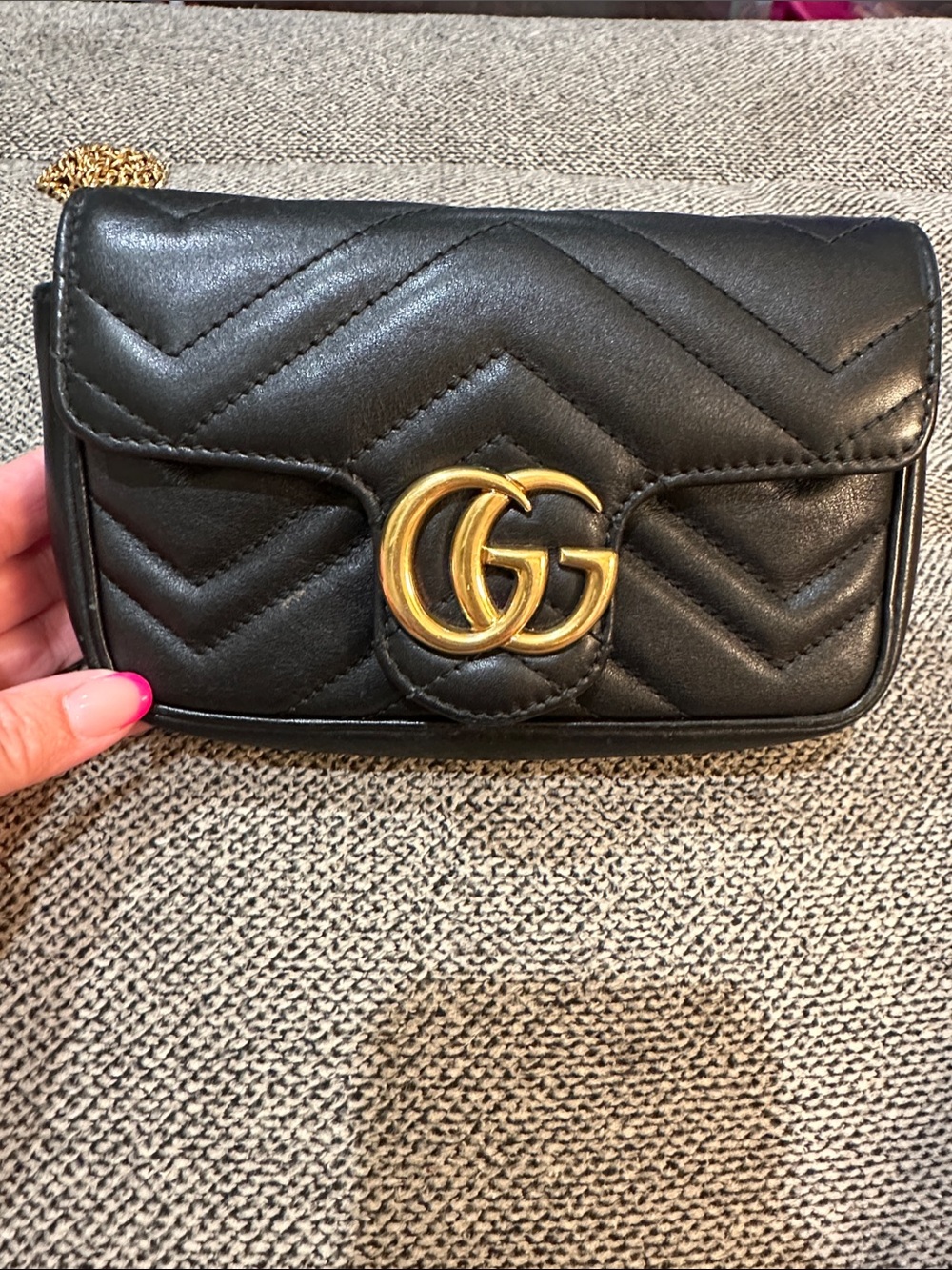Gucci Black Quilted Leather Crossbody with Gold GG